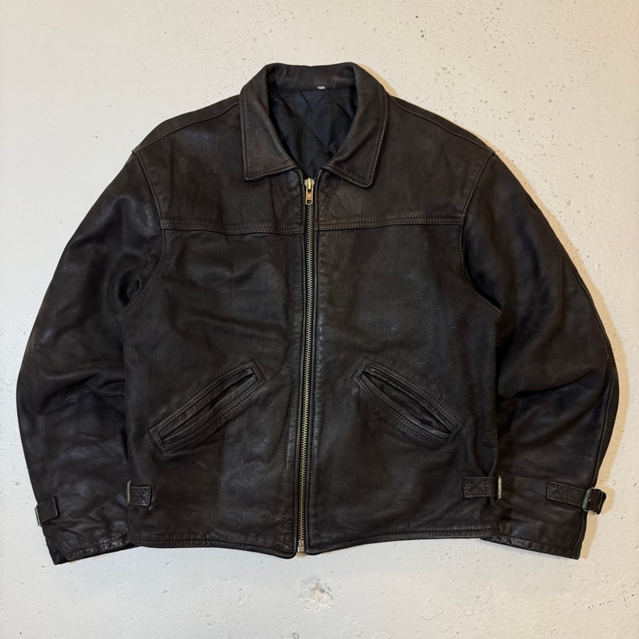 Image of 1990s Cropped Heavyweight Leather Jacket, Size Medium