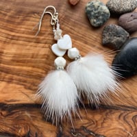 Image 1 of Mink Poofs with Shell Hearts and White Turquoise - Qunukamken Collection 