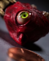 Image 16 of Egg of the King big eyes pendant, leather cord, brass hardware, OOAK,