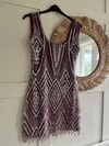 Art Deco luxurious beaded mauve dress