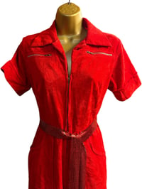 Image 6 of 70’s Red Corduroy Jumpsuit XS