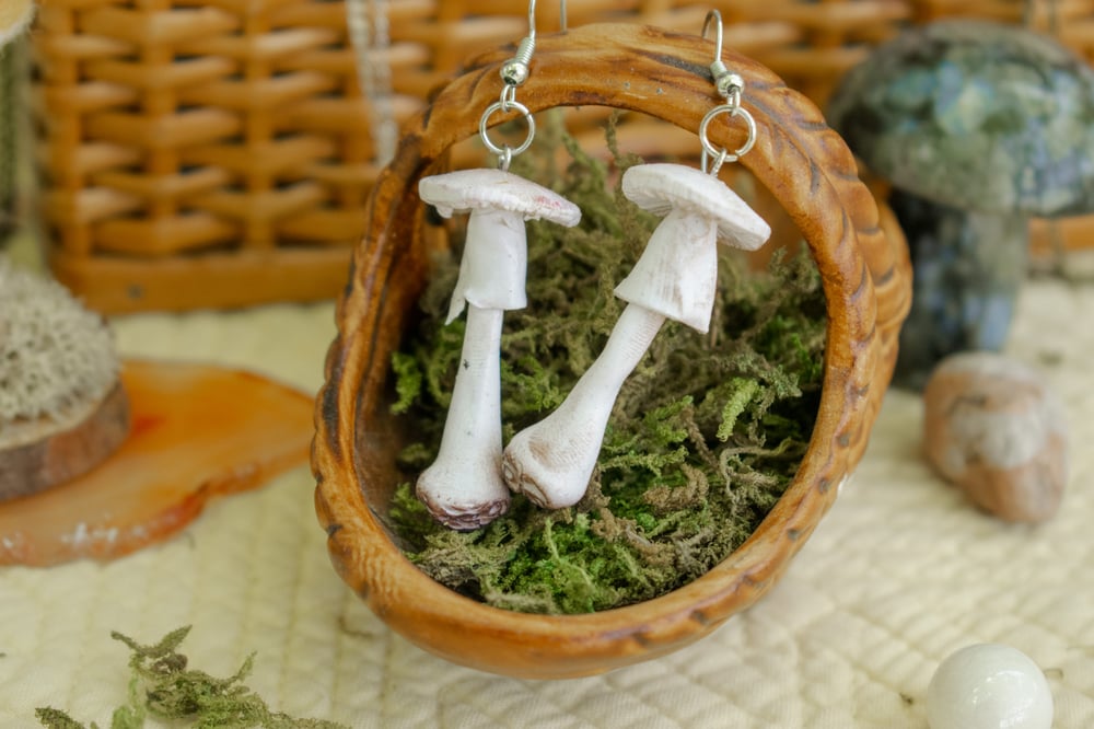 Image of Destroying Angel Mushroom Earrings