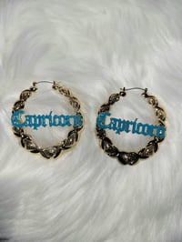 Image 1 of Zodiac Bamboo Hoop Earrings 