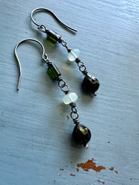 Image 5 of green tourmaline and opal earrings