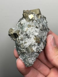 Image 2 of Cubic Pyrite & Quartz Crystal Points Cluster | Bulgaria #2944
