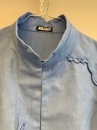 Image 2 of Blue puff sleeve shirt (small)