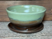 Image 1 of Walnut/green planter- small