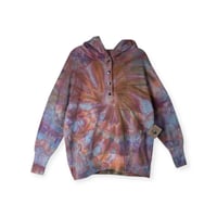 Image 1 of S/M Pocket Hoodie Pullover in Muted Spiral Ice Dye