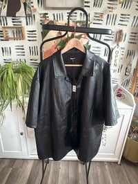 Faux leather oversized shirt