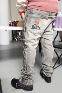 I ❤️MATTA GREY STUDDED DENIMS