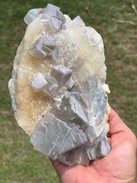 Image 15 of Large QR Code Fluorite On Druzy Quartz Matrix Specimen #2628