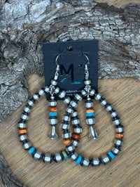 Large Multi-Stone Hoops With Center Blossom