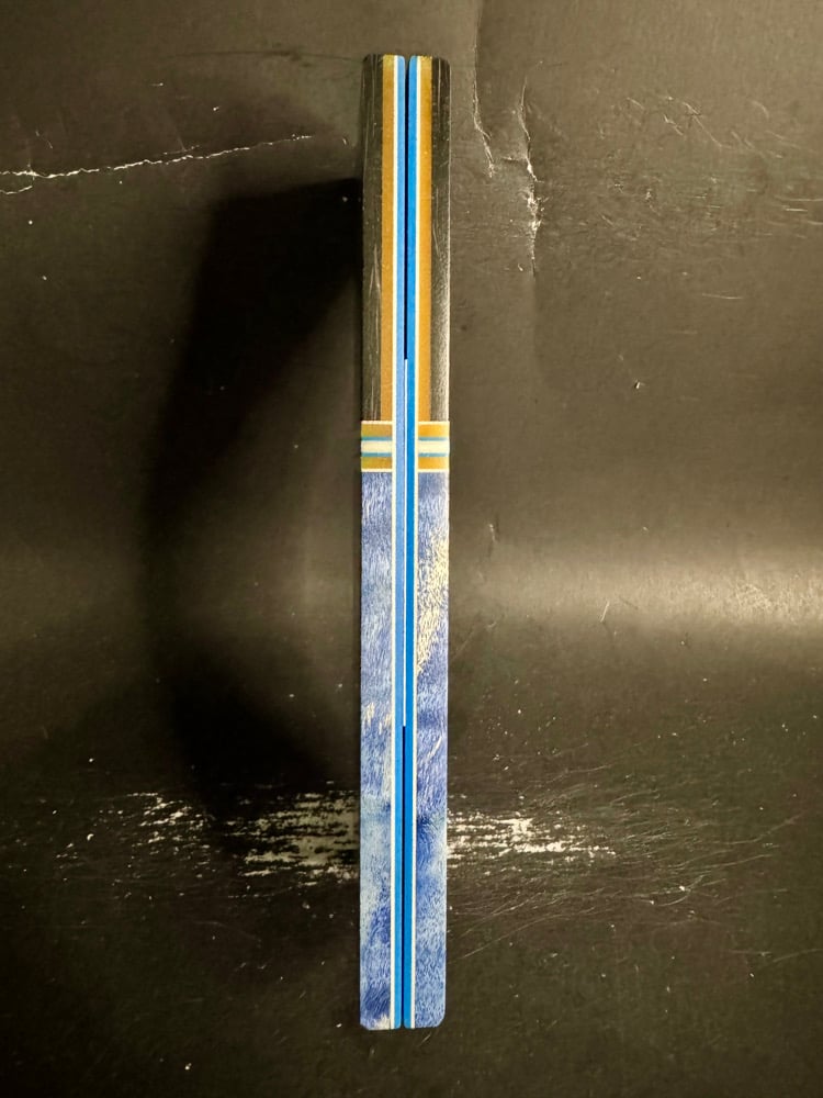 Image of Large Flake Carbon Fiber & Curly Cottonwood GLOW Segmented Knife Scales