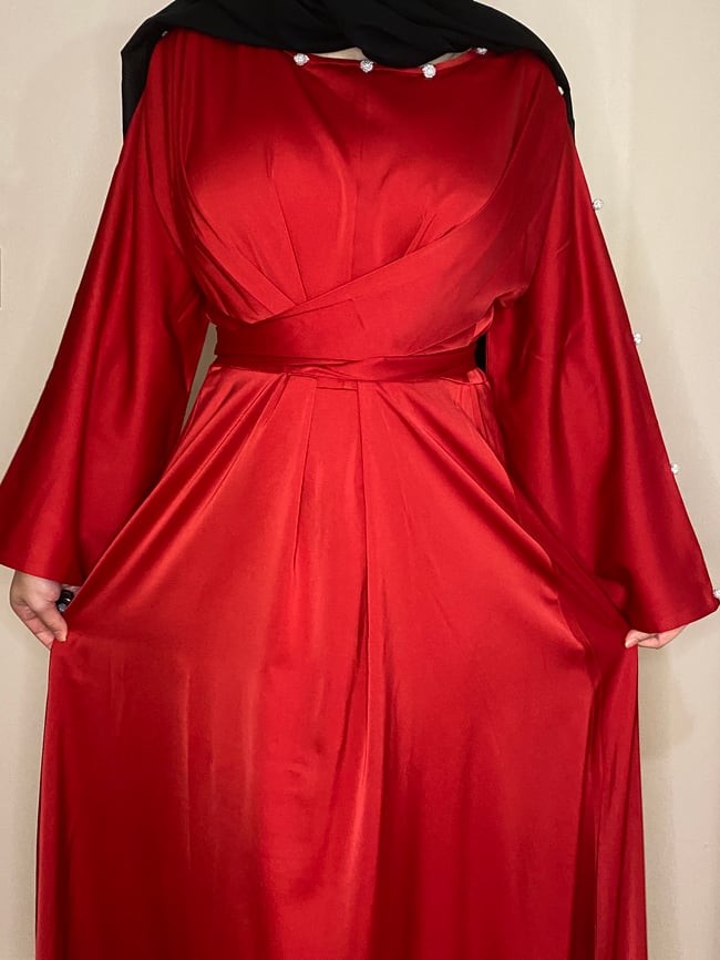 Azra red satin dress