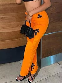 Image 1 of Orange Jeans Fashion Low Waist Straight Denim Trousers Female Harajuku Streetwear 