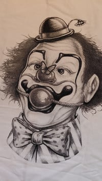 Image 2 of clown vintage pillowcase - floral embroidered edge