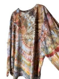 Image 7 of 4XL Unisex Adult Soft Long Sleeve Tee in Earthy Ammonite Spiral Ice Dye