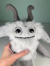 Image 2 of Weighted Happy Monster w/ Tail -  Silver Gray