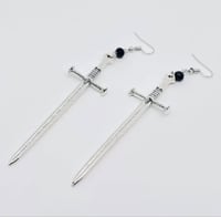Image 2 of Silver Sword dangle earrings 