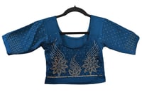 Image 1 of Heena Royal Blue_Premium Quality Stonework Stretchable Blouse 