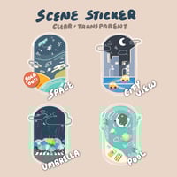 Image 1 of Space, City View, Umbrella, Pool | Scene Series ☆ | Clear Stickers