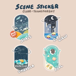 Image of Space, City View, Umbrella, Pool | Scene Series ☆ | Clear Stickers