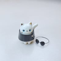 Image 3 of White cat with Gojo outfit ceramic figurine #2