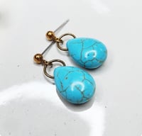 Image 1 of Howlite and Antiqued Brass Post Earrings 