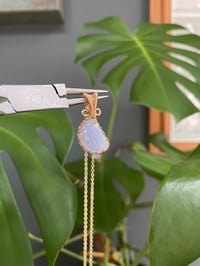 Image 2 of Gold Blue Lace Agate Moon Crystal Necklace