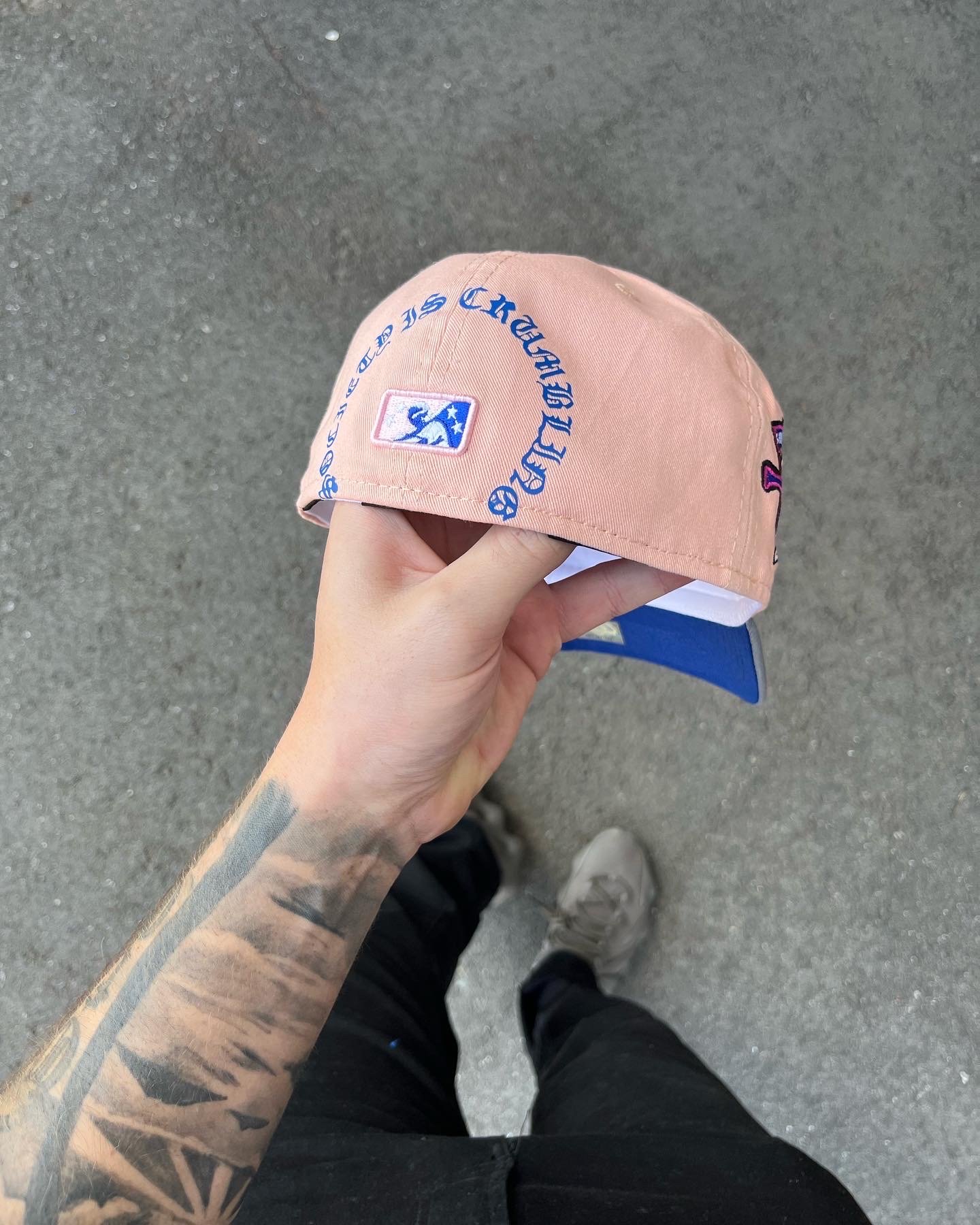 Image of ROYAL BLUE BRIM MULTI COLOR PINK BIRMINGHAM BARONS CUSTOM  FITTED 