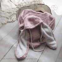 Image 1 of Photoshoot sitter set - Dusty Pink Bunny- fluffy - size 12 months