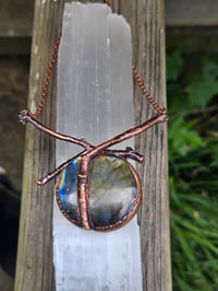 Image 5 of Electroformed pomegranate wood and labradorite necklace