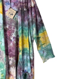Image 5 of 1XL Drapey 3/4 Sleeve Cardigan With Pockets in Rustic Watercolor Ice Dye