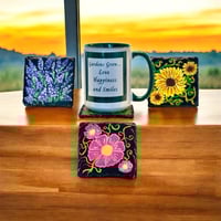 Image 3 of Wildflower Painted Slate Coaster Set
