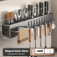 Image 1 of 60cm Wall-mounted Kitchen Organiser Shelf Spice Storage Rack Kitchen Knife Holder Wall 