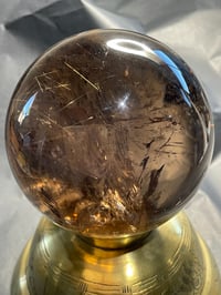 Image 5 of Large Smoky Quartz With Golden Rutile Sphere #1770