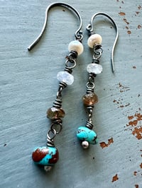 Image 15 of turquoise nugget and iolite dangle earrings