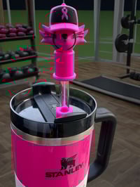 Image 2 of JEI Breast Cancer “Stanley Cup” Straw Top (Packaging & Shipping Included)