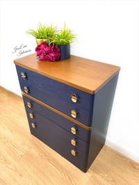 Image 4 of Stag Cantata CHEST OF DRAWERS painted in navy blue 