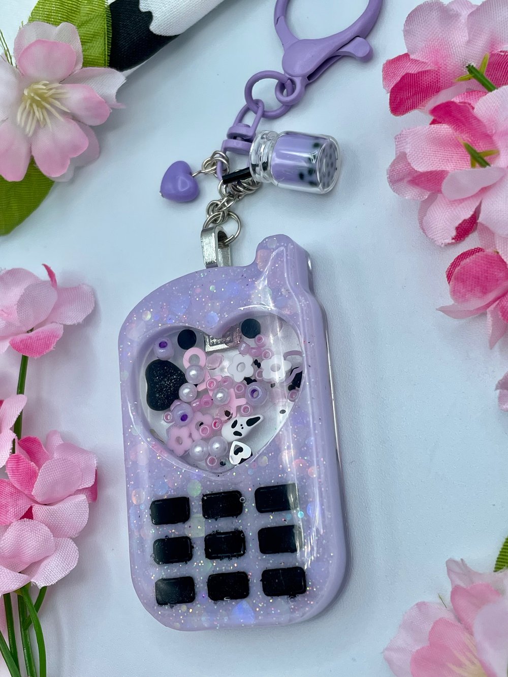 Image of Keychain - Purple Cell Phone