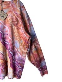 Image 4 of L Unisex Adult Soft Long Sleeve Tee in Solar Flare Geode Ice Dye