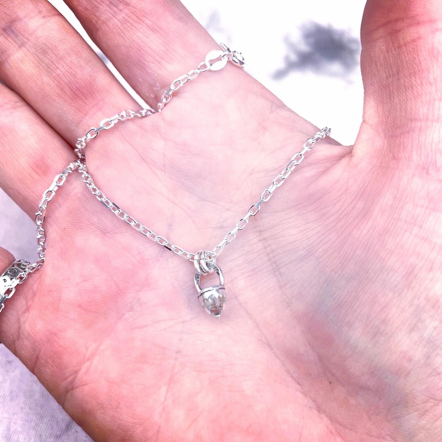 Image of Handmade Sterling Silver Clear Quartz Bullet Point Pendant 925