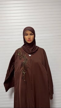 Image 1 of Cross button-up design open Abaya
