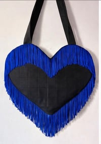 Image 4 of The Custom Fringe Heart Bag – Quilted Statement Tote 🖤❤️🩷💜