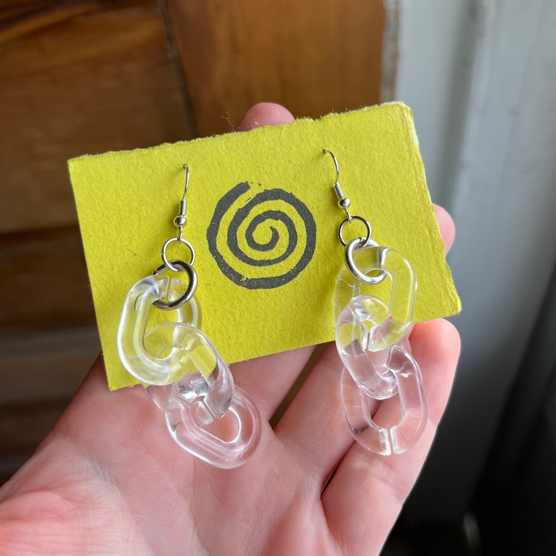 Image of clear chain earrings