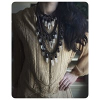 Image 1 of The Venus Necklace - Clear Quartz Crystals and Dark Brown Leather