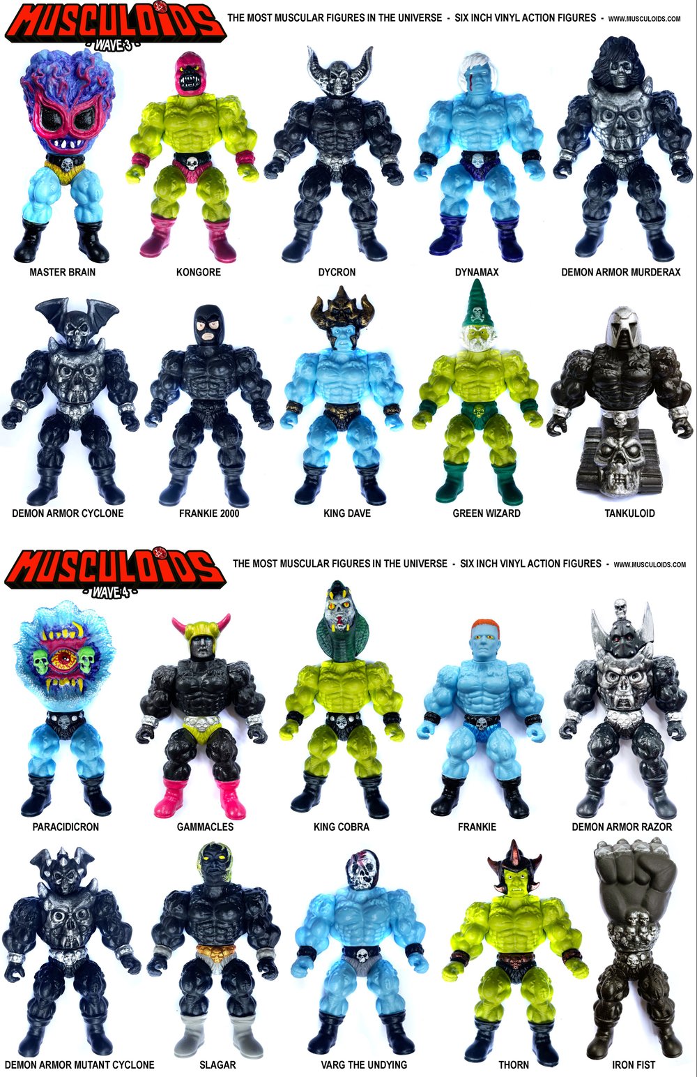 MUSCULOIDS 6" - 10 FIGURE LOT (ALL OF WAVE 3 or 4)