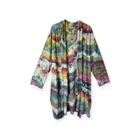 Image 1 of 3XL Drapey 3/4 Sleeve Cardigan With Pockets in Earthy Rainbow Agate Ice Dye