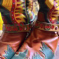 Image 4 of ANTIQUE BROWN- SNAKES N ROSES BOOT STRAPS