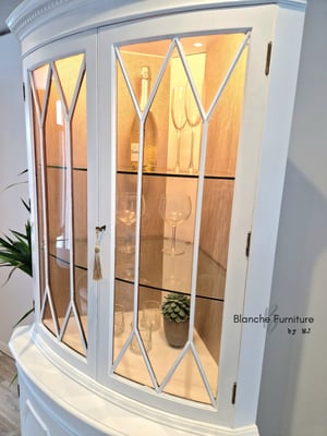 Image of Double Corner Drinks Cabinet in white with Light and Lining